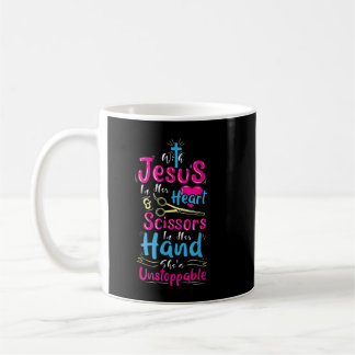 Caneca De Café Com Jesus Em Seu Coração E Tesoura Na Mão H
