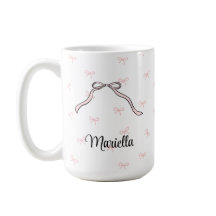 Caneca de Café com Laço Rosa Coquette Nome Pessoal