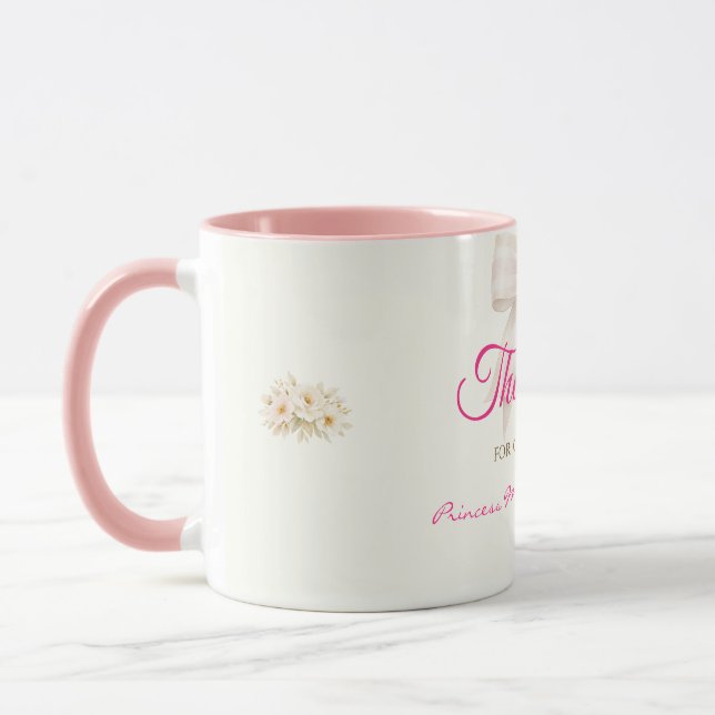 Caneca de Café com Laço Rosa Princesa de Agradecim (Esquerda)