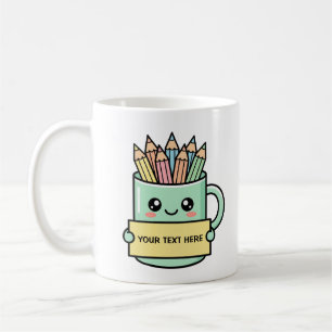 Caneca de Café com Lápis Sinal em Branco Gráfico P
