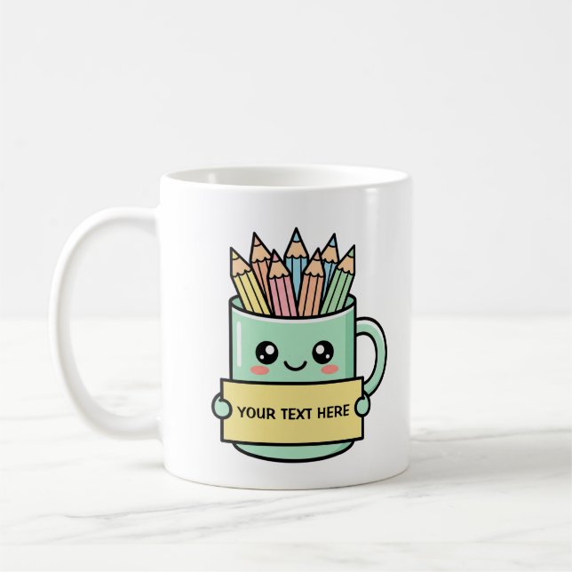 Caneca de Café com Lápis Sinal em Branco Gráfico P (Esquerda)