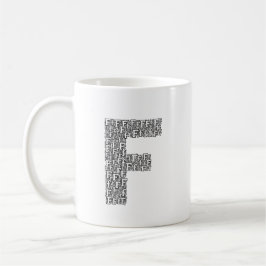 Caneca de Café com Letra F Personalizada de Presen