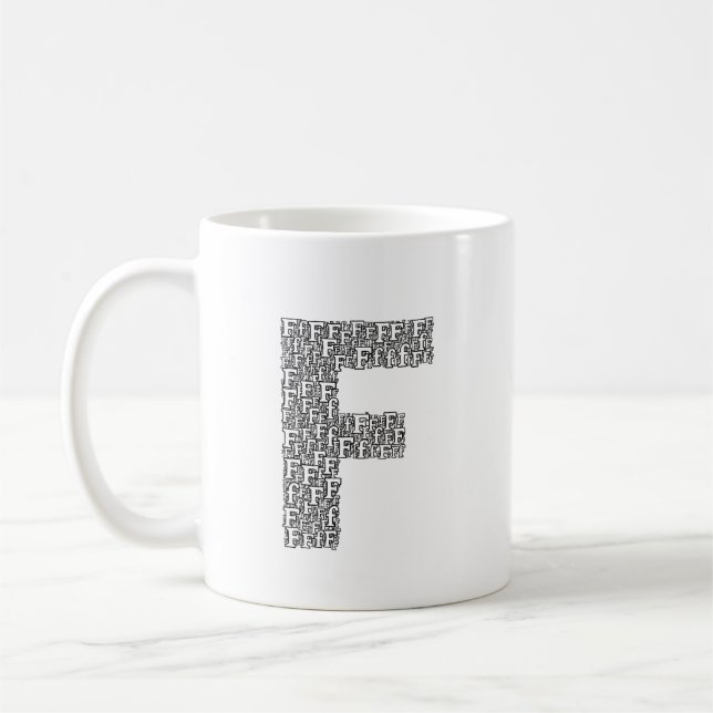 Caneca de Café com Letra F Personalizada de Presen (Esquerda)