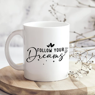 Caneca de Café com Letra Floral Siga Seus Sonhos