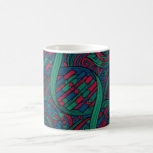 Caneca de café com linha abstrata de dupla hélice 