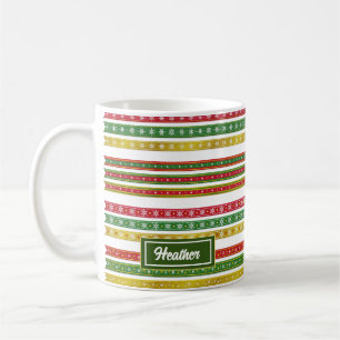Caneca de café com linhas natalinas padrão