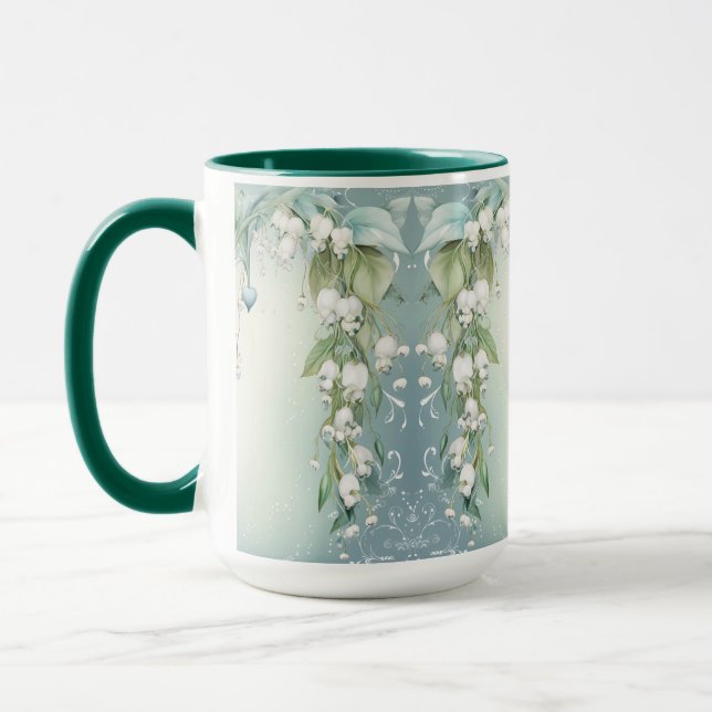 Caneca de Café com Lírio-do-Vale em Aquarela (Esquerda)