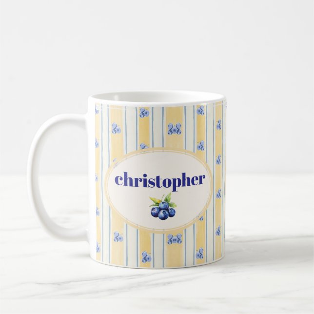 Caneca de Café com Listras e Nome Personalizado Fo (Esquerda)