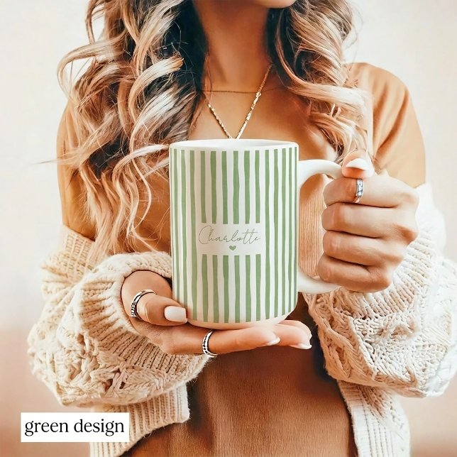 Caneca de Café com Listras e Nome Personalizado Fo (Criador carregado)