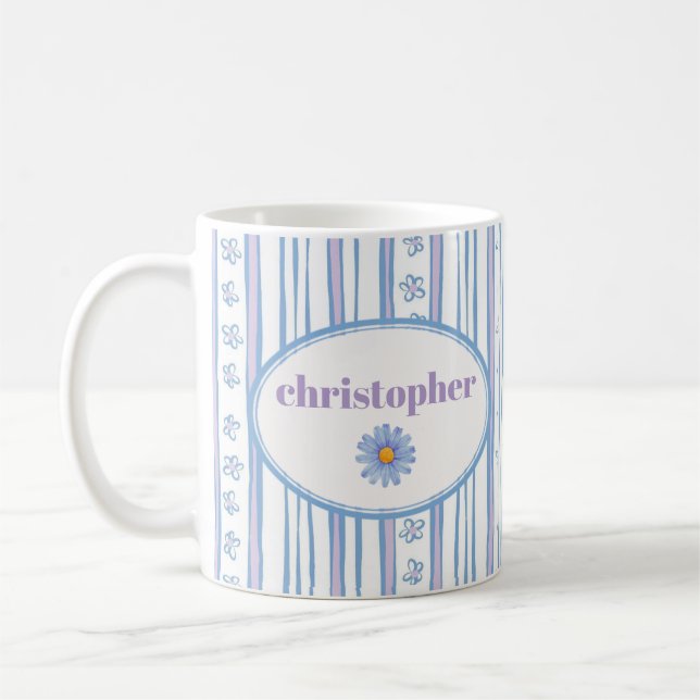 Caneca de Café com Listras e Nome Personalizado Fo (Esquerda)
