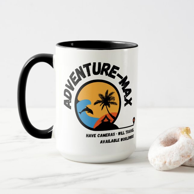 Caneca de Café com Logotipo da Adventure-MAX (Com Donut)