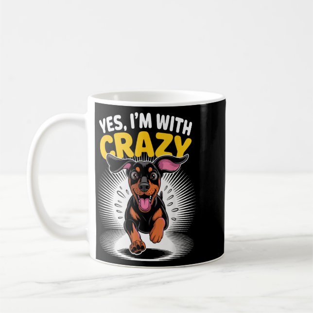 Caneca De Café Com louco guarda cão fofo Doberman Pinscher engraç (Esquerda)