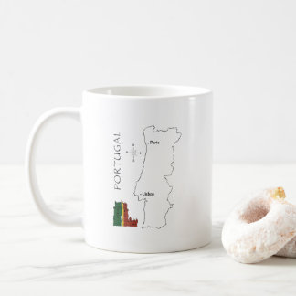 Caneca de Café com Mapa de Portugal - Design de Vi