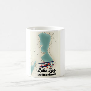 Caneca de café com mapa do lago de Staz Suíça