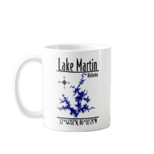 Caneca de café com mapa náutico azul do Lago Marti