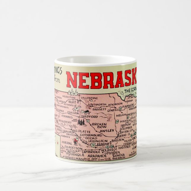 Caneca de café com mapa vintage de Nebraska (Centro)