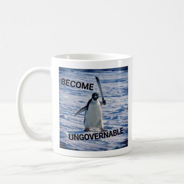 Caneca de Café com Meme de Pinguim Engraçado – “To (Esquerda)