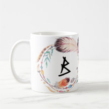 Caneca de Café com Monograma Boho Personalizável