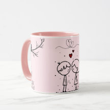 Caneca de Café com Monograma do Dia dos Namorados 