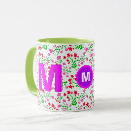 Caneca de Café com Monograma Floral Inicial para M