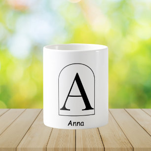 Caneca de Café com Monograma Inicial de Arco Moder