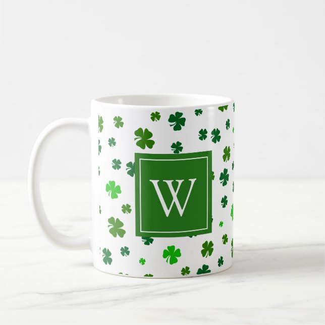 Caneca de Café com Monograma Inicial Trevo Irlandê (Esquerda)