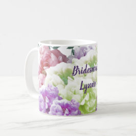 Caneca de Café com Nome de Dama de Honra Peonias M