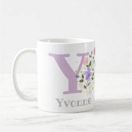 Caneca de Café com Nome e Desenho Floral