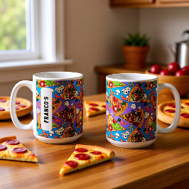Caneca De Café Com nome fatias de pizza engraçadas