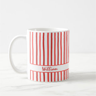 Caneca de Café com Nome Personalizado e Listras Fo