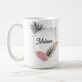 Caneca de Café com Nome Personalizado Tropical