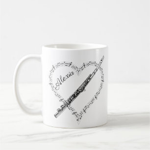 Caneca de Café com Notas Musicais de Flauta