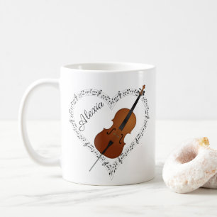 Caneca de Café com Notas Musicais de Violoncelo