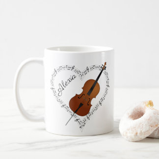 Caneca de Café com Notas Musicais de Violoncelo