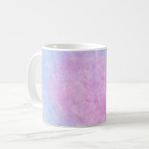 Caneca de Café com Nuvens em Aquarela Rosa e Azul 