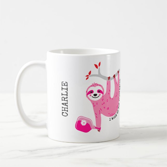Caneca De Café Com o nome 🦥 Cute Pickleball 🦥 (Esquerda)