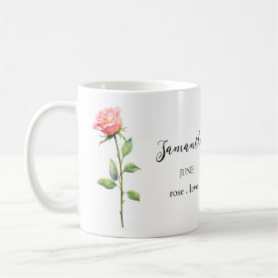 CANECA DE CAFÉ COM O NOME DO MÊS E A FLOR DE NASCI
