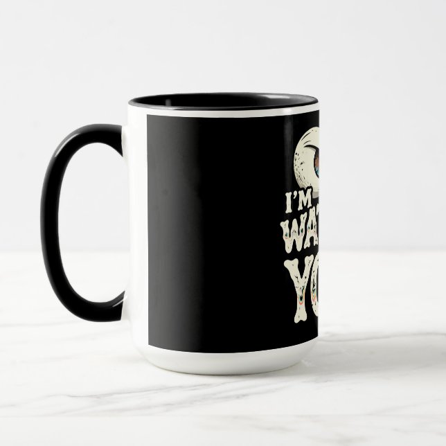 Caneca de Café com Olhos Retrô Engraçados "ESTOU D (Esquerda)