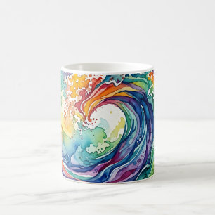 Caneca de Café com Onda de Arco-íris do Oceano Abs