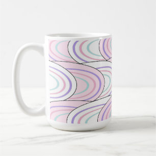 Caneca de Café com Padrão Abstrato de Onda Pastel