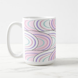 Caneca de Café com Padrão Abstrato de Onda Pastel