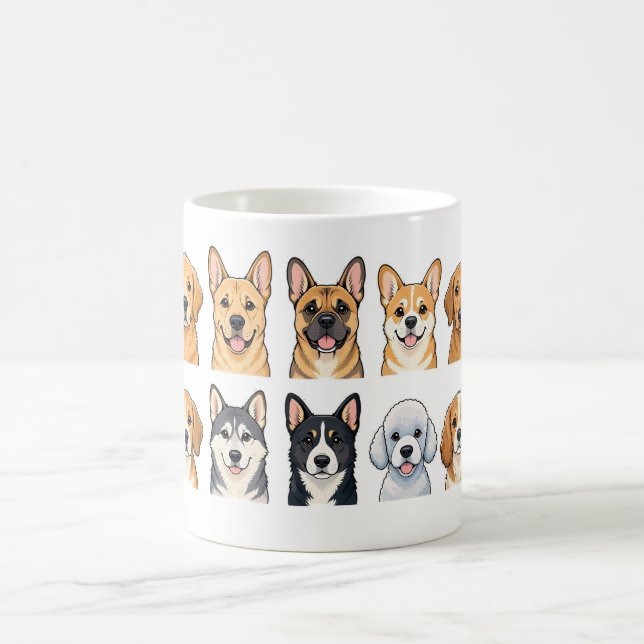 Caneca de café com padrão aquarela de raças de cãe (Centro)