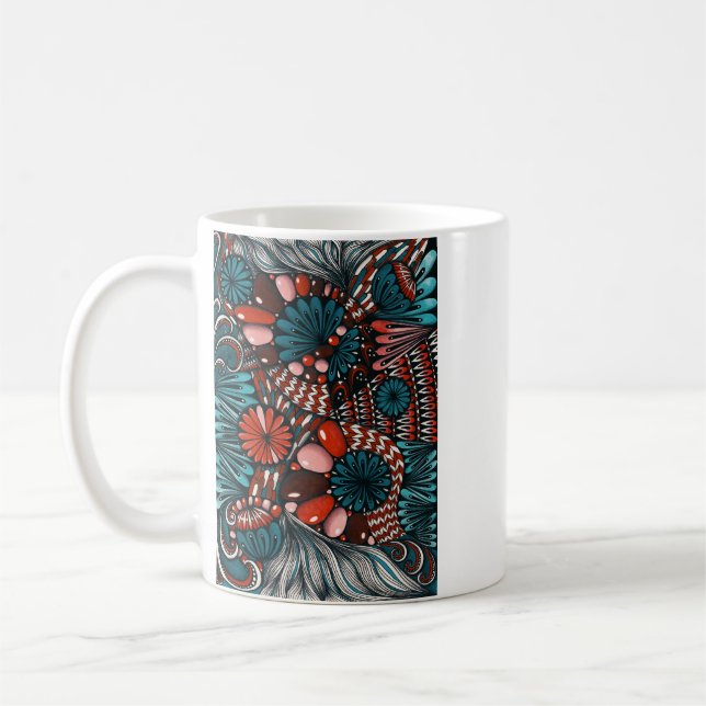 Caneca de Café com Padrão Artsy Zentangle Neurogra (Esquerda)