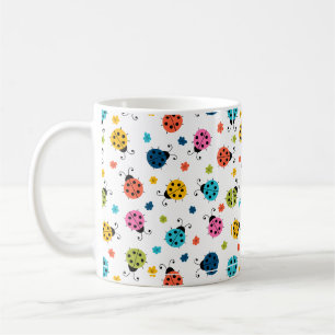 Caneca de Café com Padrão Branco de Joaninhas Colo
