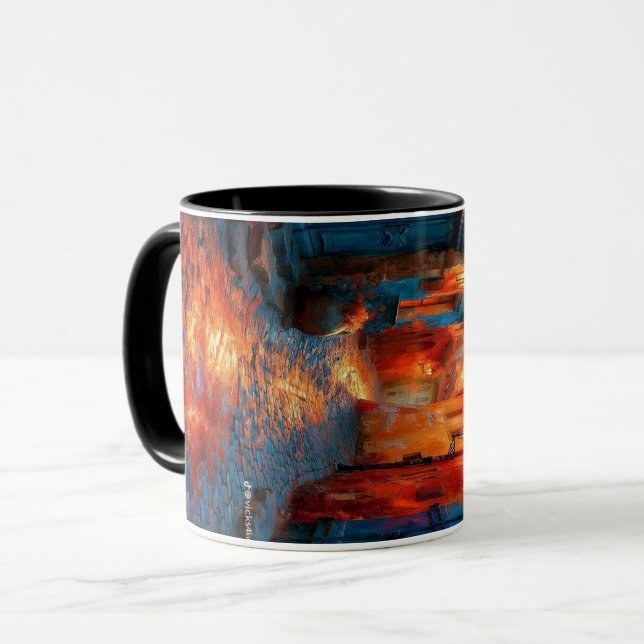 Caneca de Café com Padrão Colorido de Rabiscos | D (Frente Esquerda)