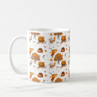 Caneca de Café com Padrão de Animais da Floresta O