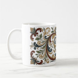 Caneca de Café com Padrão de Arte Popular Escandin