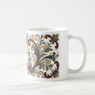 Caneca de Café com Padrão de Arte Popular Escandin