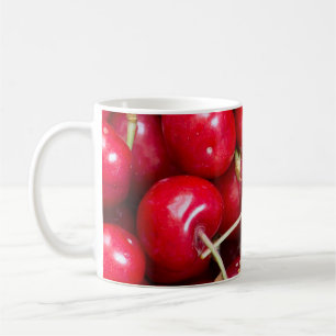 Caneca de café com padrão de cereja doce