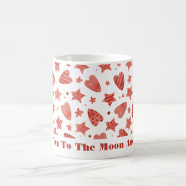 Caneca de Café com Padrão de Corações e Estrelas d
